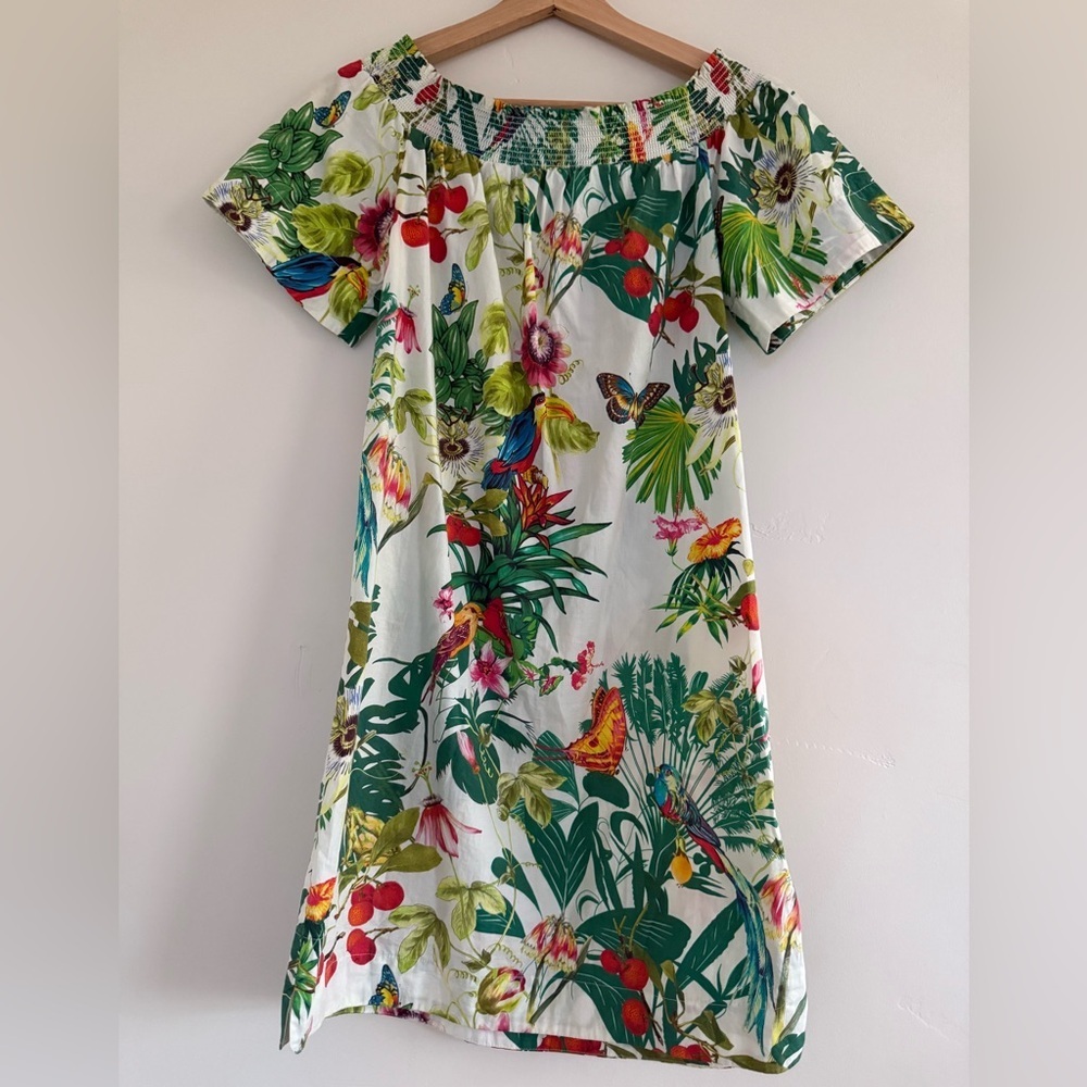 J. Crew Tropical Print Off-Shoulder Mini Dress women size 2